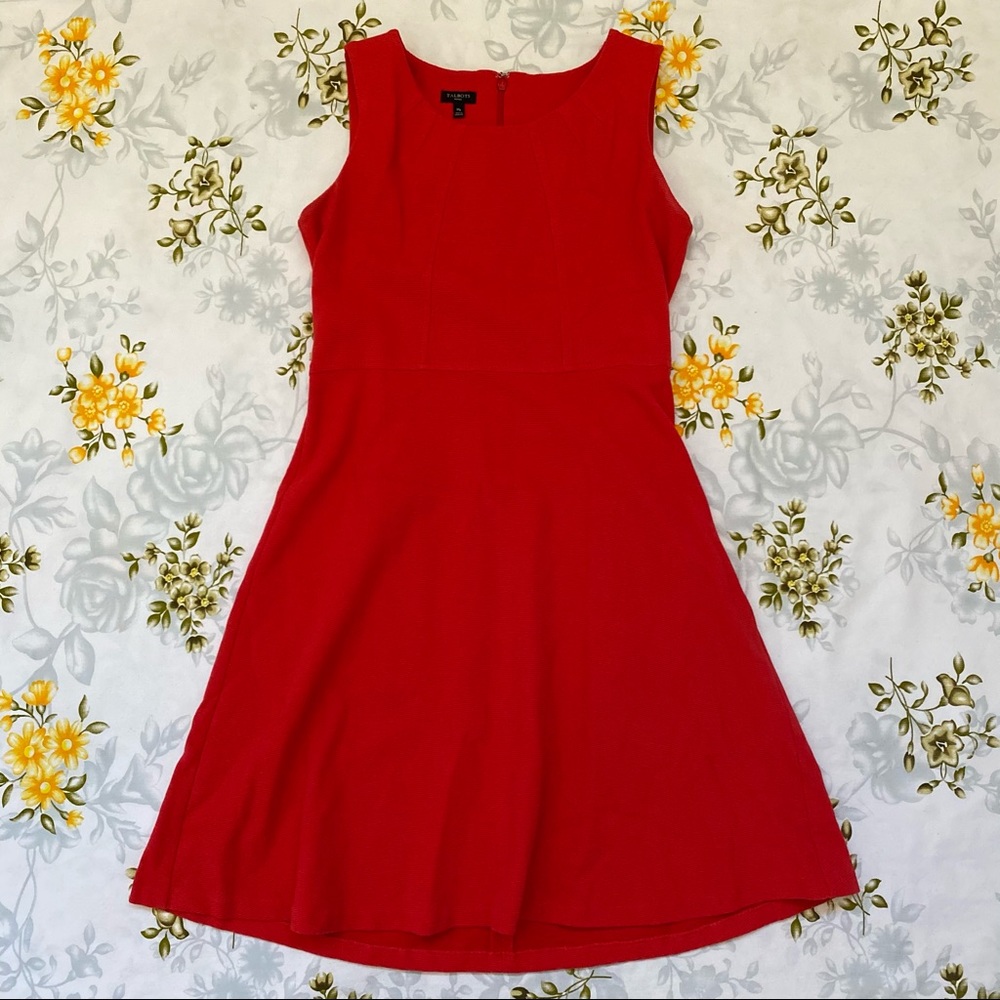 Talbots Size MP Red Fit & Flare Dress
